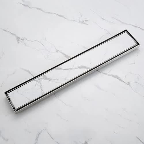 V DRAINS 600x80 mm Tile Marble Insert Floor Shower Drain Channel | Linear (Long) Drain for Bathrooms Floor, Terraces, Balconies of SS (Grade AISI 304) with Cockroach Trap | Side Outlet (24x3 inches)