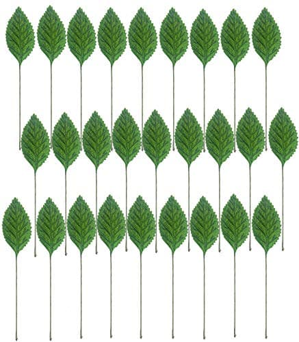 Evisha 50 Pcs Green 2D Velvet Touch Artificial Leaf Art and Craft, Gift Decoration, School Projects