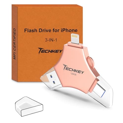 MFi Certified USB 30 Flash Drive 128GB for iPhone 3in1 External Memory Photo Keeper Storage Stick for PictureVideoData SaverBackup High Speed ThumbJumpHard Drives for iPadAndroidPC Rose Pink