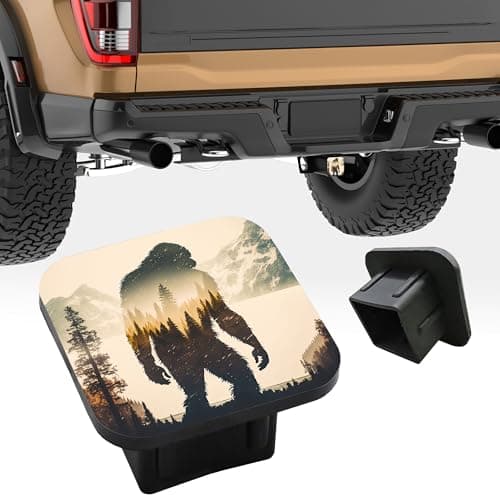 Trailer Hitch Cover Sasquatch Mountains Forest Square 2 Inch Receiver Tube Plug Cover Compatible with Most Models Hitch Receivers Plug for Pickups Trucks Cars Suvs