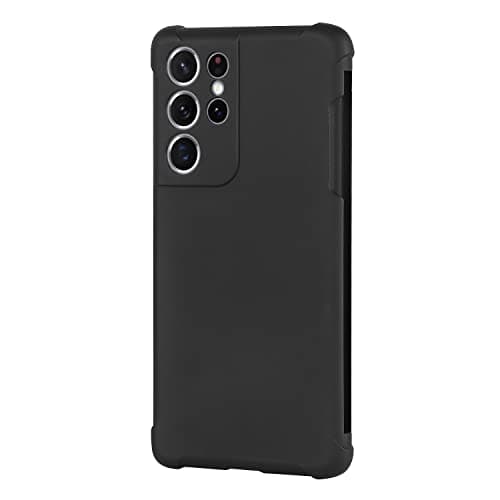 iCoverCase for Samsung Galaxy S21 Ultra Case with S Pen Holder, Shockproof Matte Soft TPU Full Protective Case, Matte Black