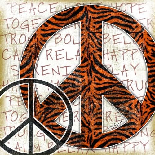 The Kids Room by Stupell Tiger Striped Peace Sign Typography Background Square Wall Plaque