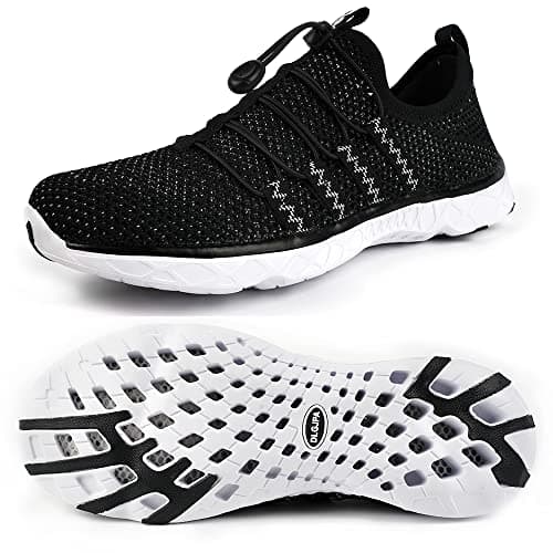 DLGJPA Men's Quick Drying Water Shoes for Beach or Water Sports Lightweight Slip On Walking Shoes Blackwhite 10.5