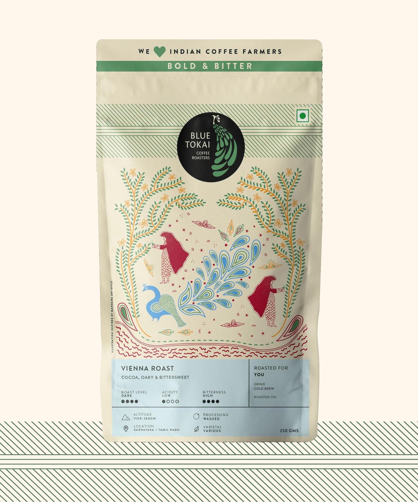 Blue Tokai Coffee Roasters Vienna Roast - Dark Roast|Cold Brew Grind 250 G|Made With 100% Specialty Grade Arabica Freshly Roasted Ground Coffee Packet