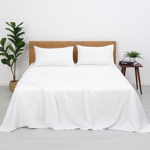 Bhoomi Impex Queen Size Microfiber Bedsheet Including Pillow Cover – Ultra-Soft Plain White Solid 90x102 Inch, for Home, Hotel, Resort & Guest House