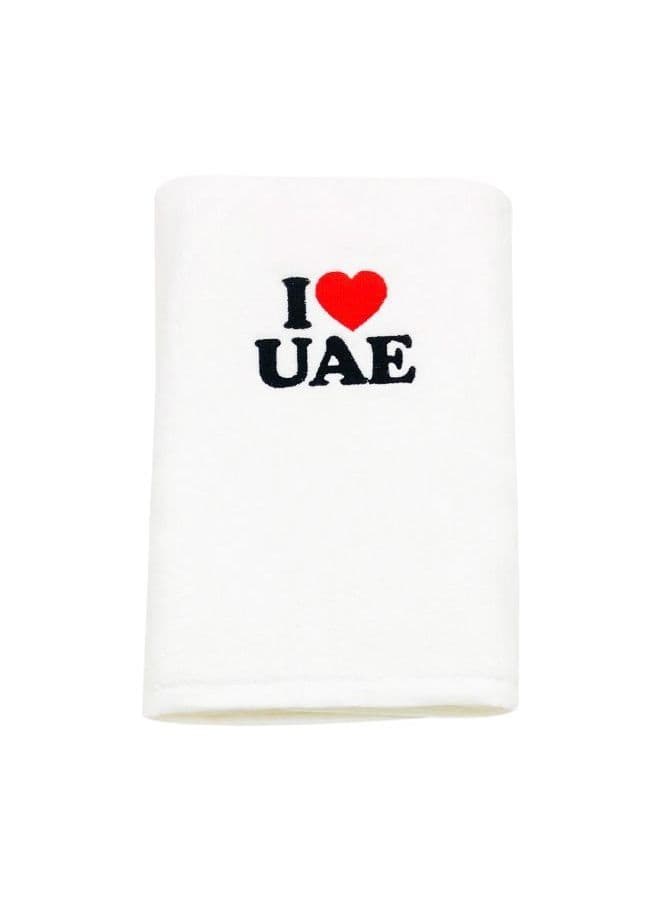 Embroidered For You (White) Luxury (I Love UAE) Personalized Bath Towel (70 x 140 Cm -Set of 1) Premium Cotton, Highly Absorbent and Quick dry Bath Linen-600 Gsm