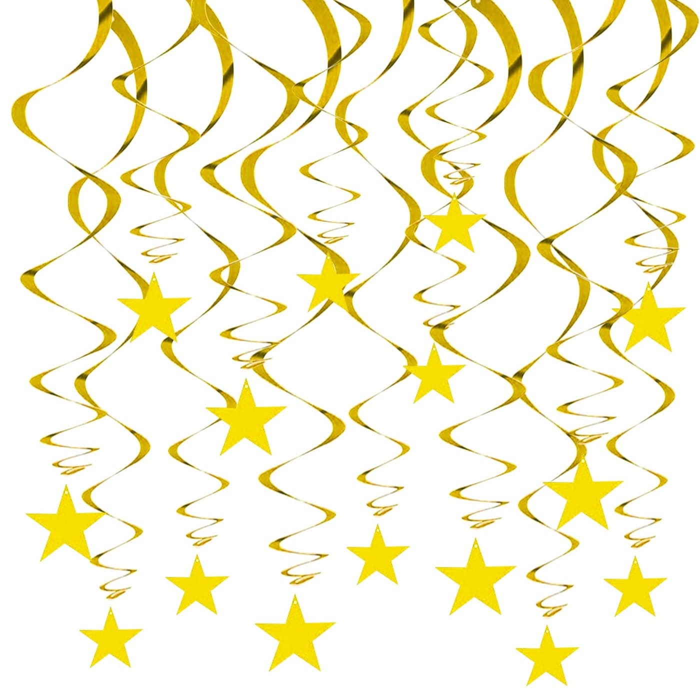 BEISHIDA Gold Star Hanging Swirl DecorationsHanging Gold Party Supplies for Graduation Wedding Baby Shower DecorationsPack of 15