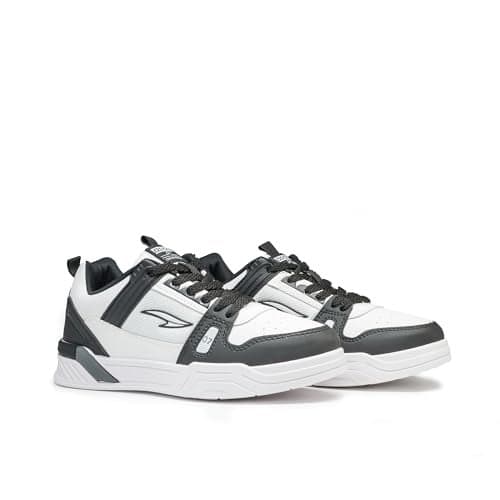 ASIAN Men & Boys Chicago-01 Casual Mid Top Sneakers And Trendy Shoes With Laces | Perfect For Wearing To Outings, And Comfortable All-Day Use, Stylish And Durable-Chicago-01Cwhtblk, White, 6 UK
