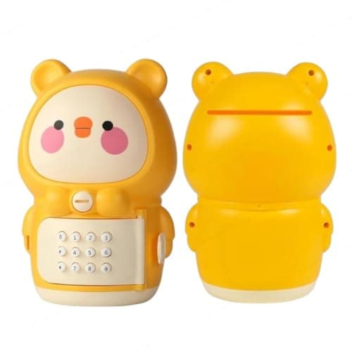 SHAKTISM Cartoon Animal Money Storage Tank for Kids,Electronic Piggy Bank with Music, Keypad & Story Function Secure Coin Bank Safe for Boys & Girls (Chick Design)