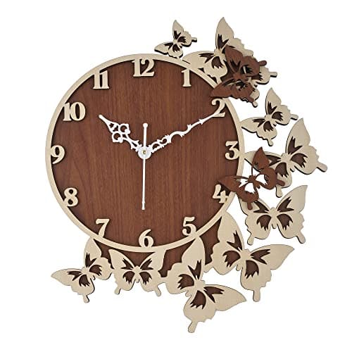 Nozvera 15 Inch Silent Non-Ticking Wooden Wall Clock for Home Stylish Wall Clock for Home Living Room Bedroom Office Hall (Wooden)