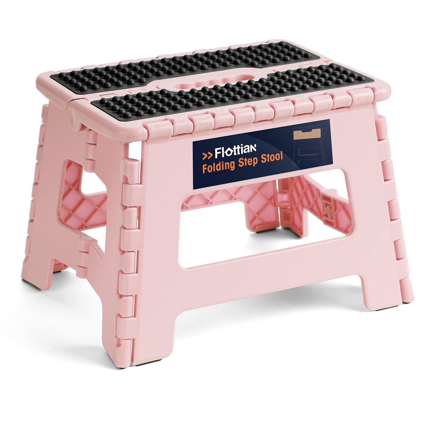 Flottian 9 Folding Step Stool for Adults and Kids Holds Up to 300 lbsNonSlip Folding Stools with Portable Handle Compact Plastic Foldable Step Stool for BathroomBedroom Kitchen Sakura Pink