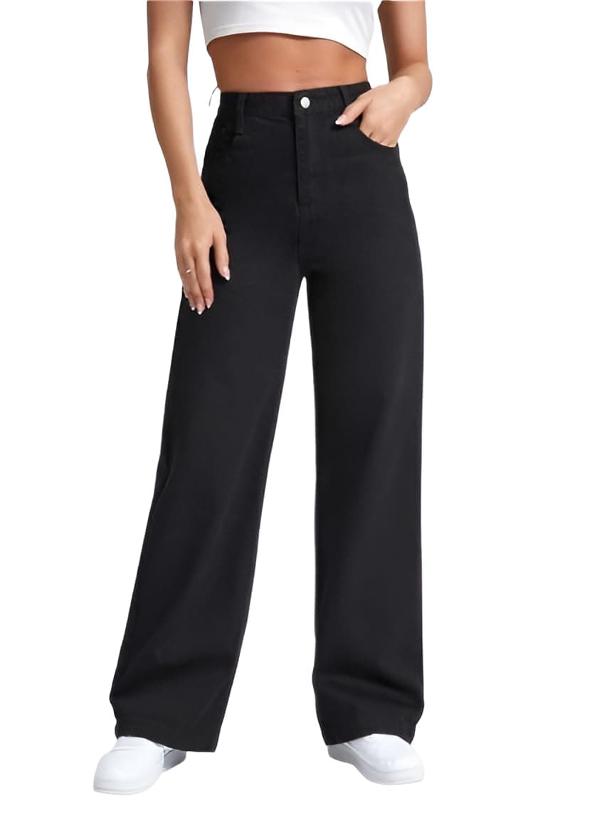 Ben Martin Baggy Jeans for Women || Women,s Loose Jean Pants || Oversized Jean's for Women's || Wide Leg Jean,s for Woman || Casual Jins for Woman's || Loose Jin Pant for Woman,s Black - 28