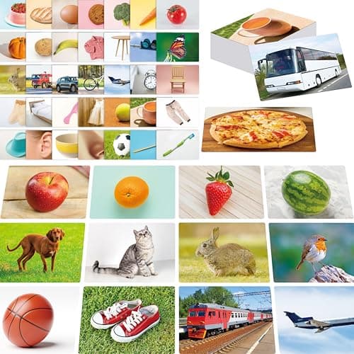 50 Noun Flashcards Picture Word Photo Cards Language Builder Visual Aid Language Learning Tool for Autism ESL Teaching Materials for Adults NonVerbal Children Vocabulary Builder for Kids