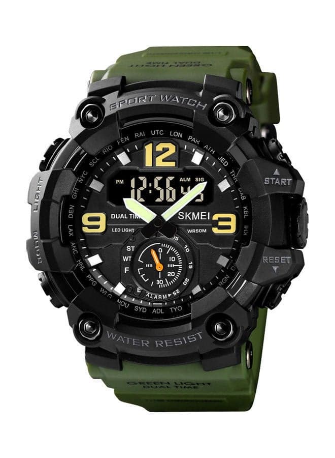 Men's Analog Digital Waterproof And Sport Wrist Watch - 56 mm - Green