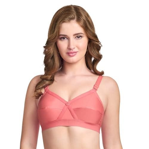 TRYLO Women's Non-Wired Bra (KRUTIKA Plain_Coral_38E)