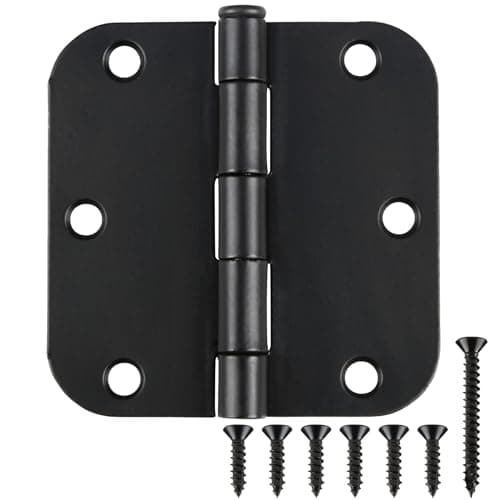 Interior Matte Black Hardware Door Hinges 3.5 Inch 30 Pack 3 1/2" Rounded 5/8" Radius Left Right Hinge for Penthouse Studio Dorm Hut Apartment Home Metal Decor Bisagras para Puertas De Madera 3 ½"