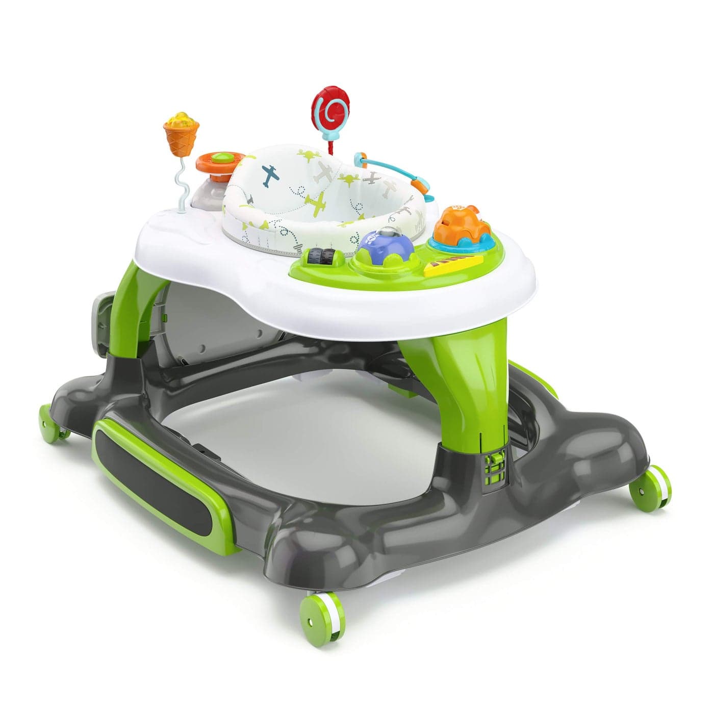 Storkcraft 3in1 Activity Walker and Rocker with Jumping Board and Feeding Tray Interactive Walker with Toy Tray and Jumping Board for Toddlers and Infants Green