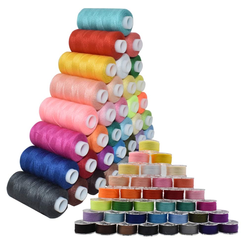 Renashed 72Pcs Bobbins Sewing Threads Kit 36 Colors Spools 360Yards per Polyester Thread 36 Colors Prewound Bobbin with Case for Hand Machine Sewing