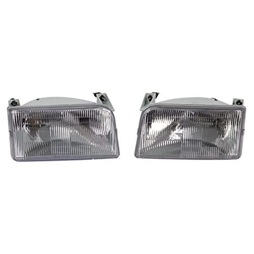 TRQ Headlight Assembly Set Headlights Driver & Passenger Side Halogen Compatible with 1992-1997 Ford F150 Truck 1992-1996 Bronco FO2502118 FO2503114