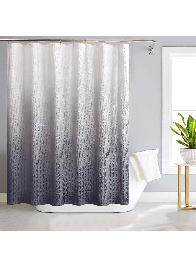 Shower Curtain, Modern Grey Gradient Shower Curtain, Textured Waterproof Fabric Bath Shower Curtain, Simple Style Bathroom Shower Curtains, Machine Washable, with 12 Hooks, 180 x 180 cm