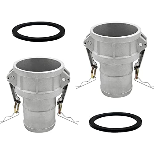 BITOTU 2PCS Aluminum Global Cam & Groove Hose Fitting - C-200 2" Type C with 2 PCS Camlock Gasket Female Camlock & Hose Shank (2 inch)