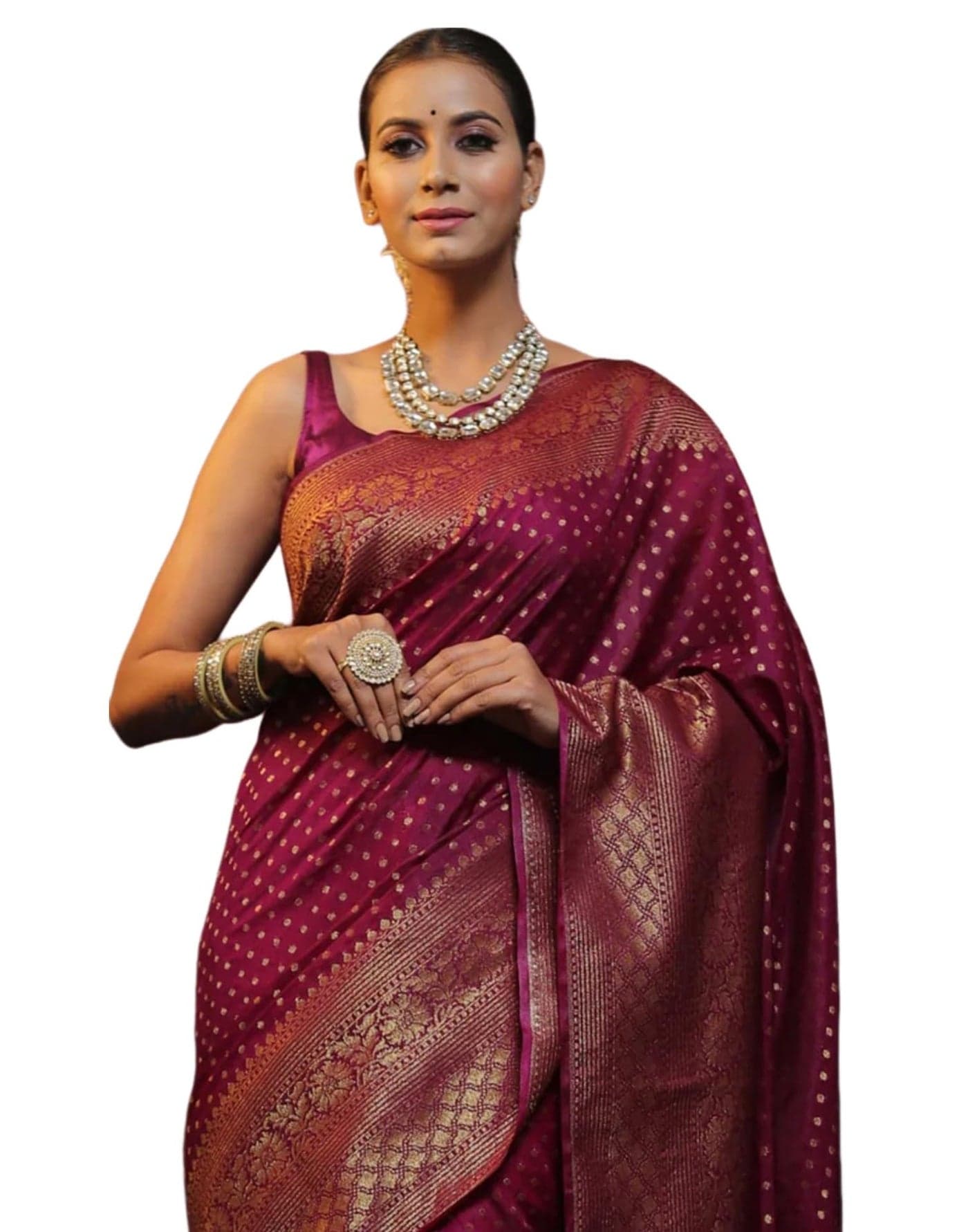 SIRIL Women's Banarasi Soft Silk Saree Pure Silk With Unstitched Blouse Piece (3730S382_Wine)