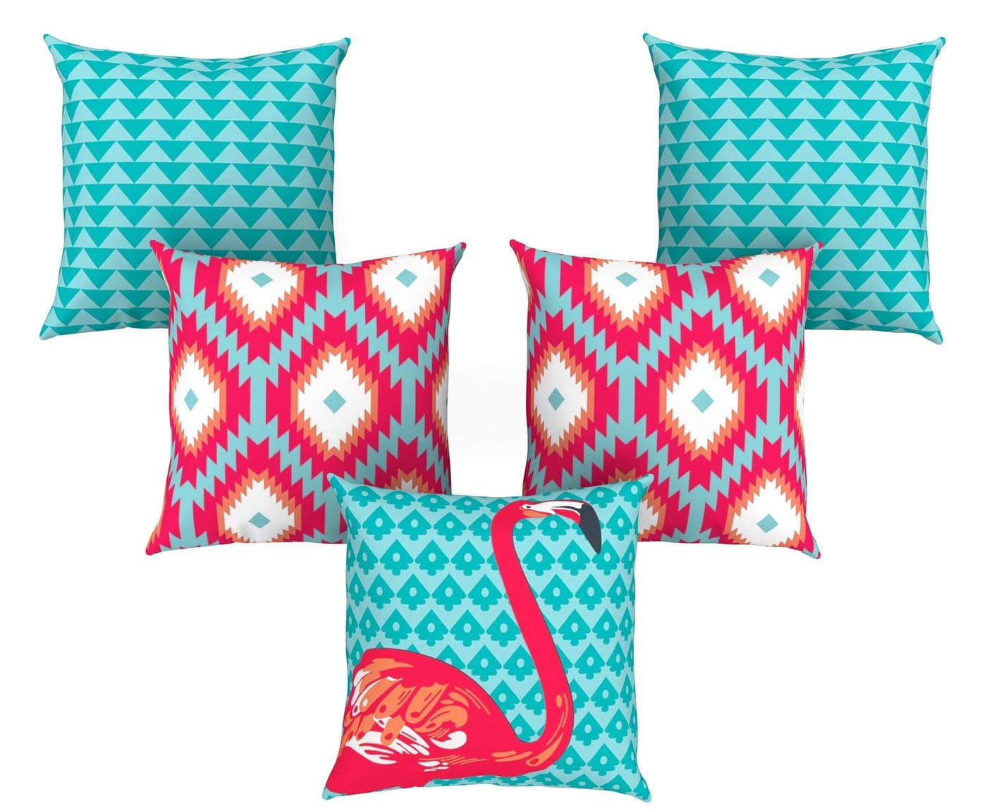 AEROHAVEN™ Set of 5 Abstract Decorative Hand Made Jute Throw/Pillow Cushion Covers - CC-106 - (16 Inch x 16 Inch)