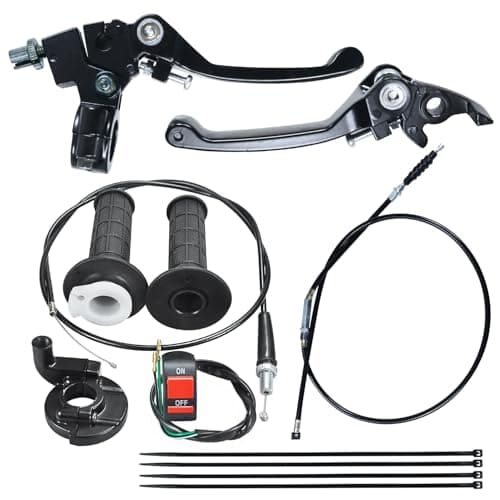 HOLATO Folding Clutch Brake Lever Cable Throttle Handle Grips Cable Kit for 50cc 70cc 110cc 125cc 150cc Apollo RFZ125 DBX15 X18 X19 Tao Tao DB17 DB27 Coolster M125 SSR Pit Dirt Bike Motorcycle Black