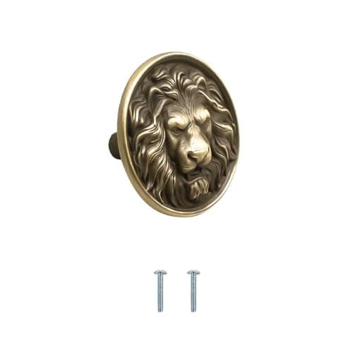 VOLO Antique Brass Finish Lion Cabinet Knob/Pull Handle/knobs for Drawers/Drawer knobs/Handle/knobs for cabinets (Lion Antique)(Model-S164) (Big, 1)
