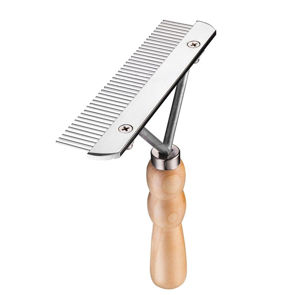 Undercoat Grooming Rake with AntiSlip Wooden Handle Steel Comb for Medium Large Pets