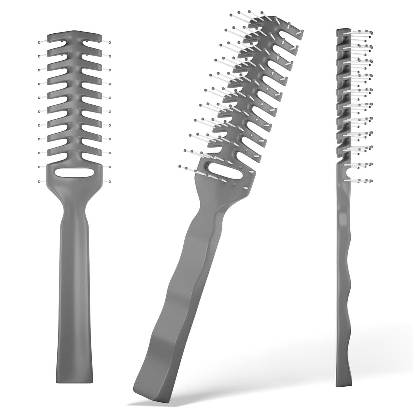 EZGOODZ Gray Vent Hair Brush 8 Inch Pack of 12 Plastic Hairbrushes for Woman Man Gentle Brushing and Hair Care for Spa Salons Bulk Hair Brushes with Plastic Bristles