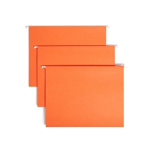 Smead Standard Hanging File Folders 25 Count Orange 15Cut Adjustable Tabs Letter Size 64065
