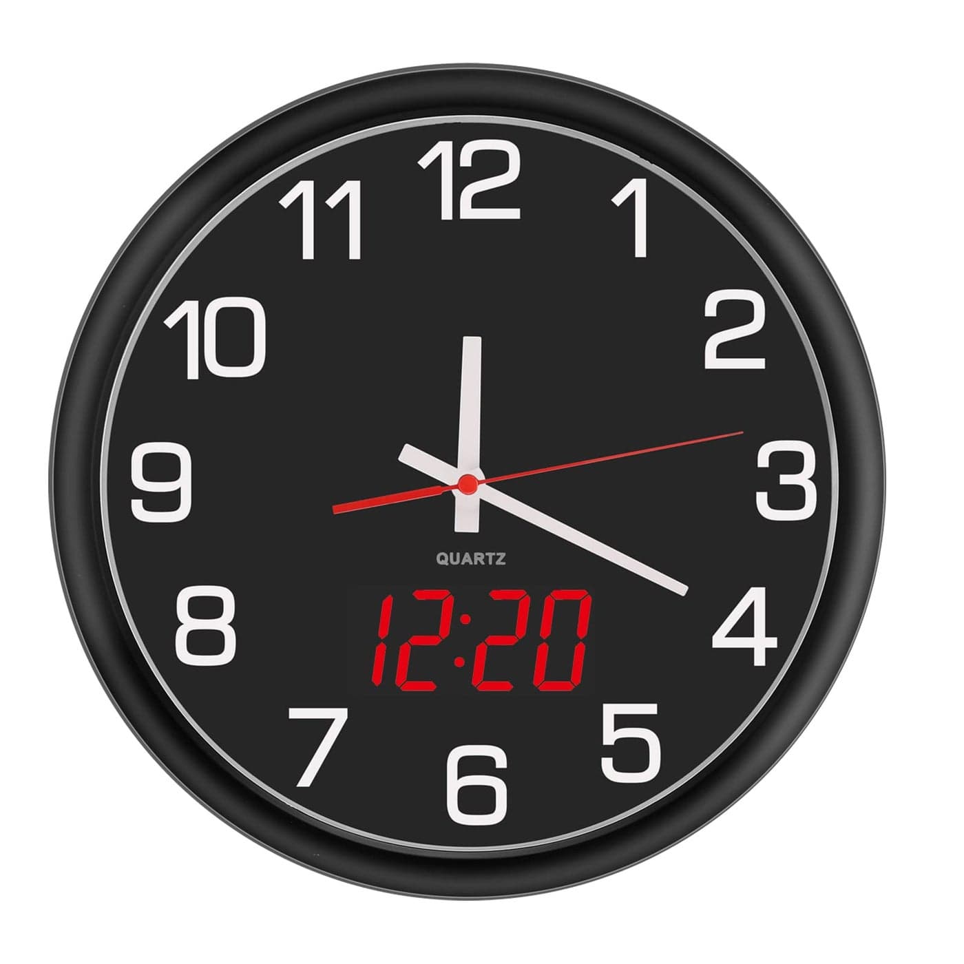 Timegyro Night Light Wall Clock Battery Operated with LED Display 12 Inch Silent NonTicking Quartz Wall Clock for Bedrooms Classroom Kitchen Living Room