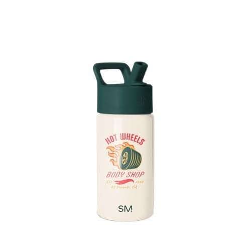Simple Modern Hot Wheels Kids Water Bottle with Straw Lid 14oz Insulated Stainless Steel Kids Tumbler Spill Proof Toddler Cup for School Girls Boys Summit Body Shop