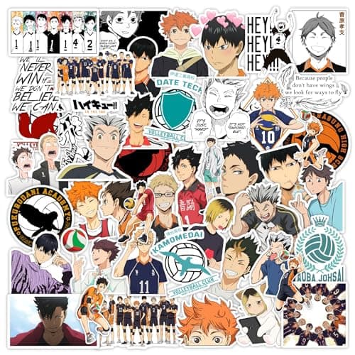 CodersParadise 54-Pack Haikyu Anime Aesthetic Vinyl Stickers | Waterproof & Durable Self-Adhesive Stickers for Laptop, Journal, Diary, Guitar, Scrapbook & Mobile Phone | Residue-Free, 5.1 x 7.6 cm