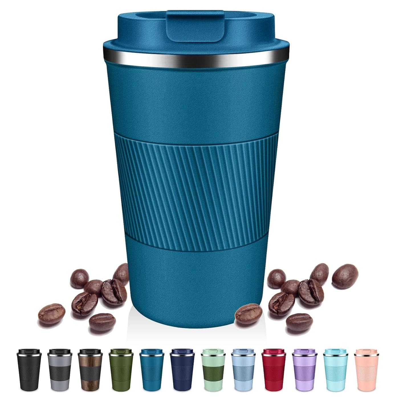 Insulated Coffee Tumblers with Flip Lid 12oz 17oz Stainless Steel Travel Coffee Mug Leak Proof Vacuum Insulated Coffee Mug Thermos Cup Keeps Cold and Hot for Coffee Tea