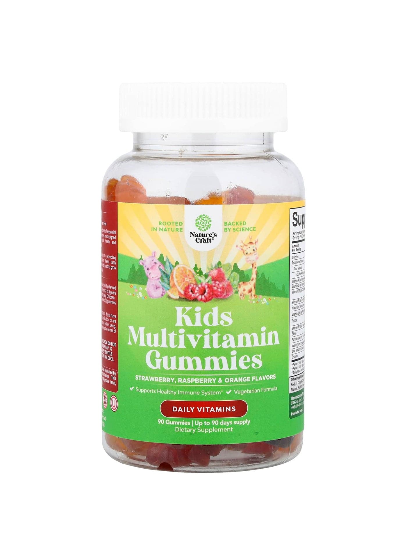Kids Multivitamin Gummies, Strawberry, Raspberry & Orange, 90 Gummies
