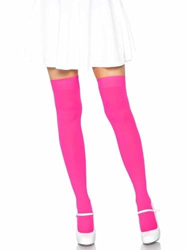Leg Avenue Women's Solid Hue Thigh Highs, Neon Pink, One Size