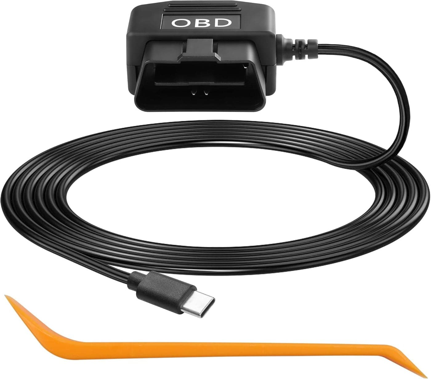 CERRXIAN OBD Power Cable for Dash Camera - OBD2 to Type C Adapter Hardwire Charger Cable (11.5FT/3.5M)