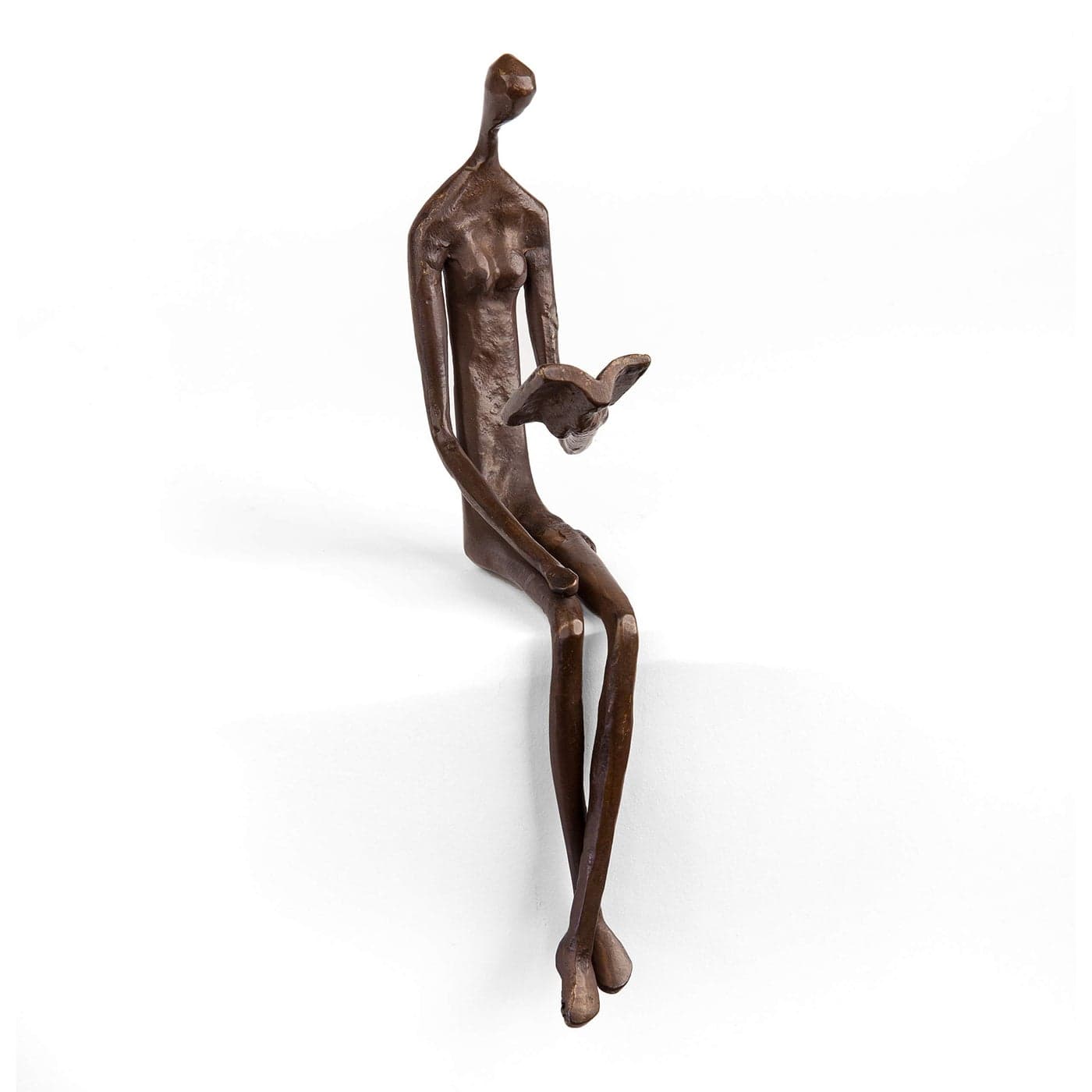 Danya B ZD8354 Contemporary Home and Office Dcor Bronze Sculpture of Woman Reading Book on a Ledge