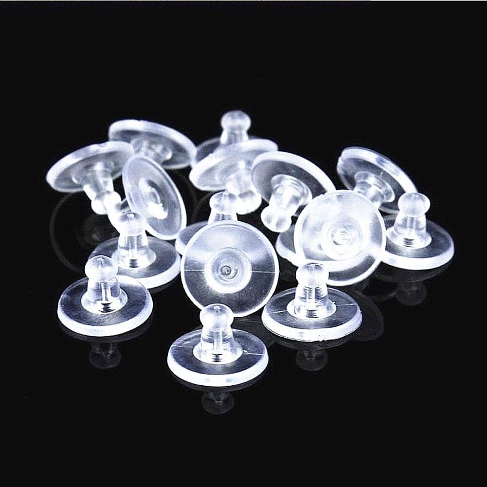Kinteshun Silicon Rubber Stud Earring BacksSoft Clear Safety Round Disc Earnuts Earring Stopper for DIY Jewelry Making Supplies100pcs