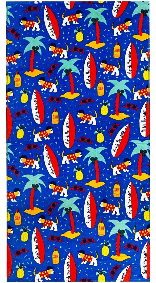 YIFONTIN Kids Beach Towel Cotton Soft Absorbent 255X51 inches for Bath Swimming Surfboard Puppy