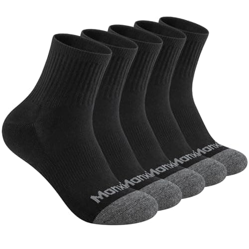 Monxiery Mens 100% Cotton Cushioned Moisture Wicking Ankel Socks, Athletic Performance Running Breathable Quarter Socks