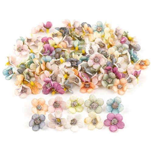 Framendino, 100 Pack Small Fake Flowers for Crafts Multicolor Mini Silk Daisy Flower Heads Wedding Home Decor DIY Scrapbooking Garland Wreath Making
