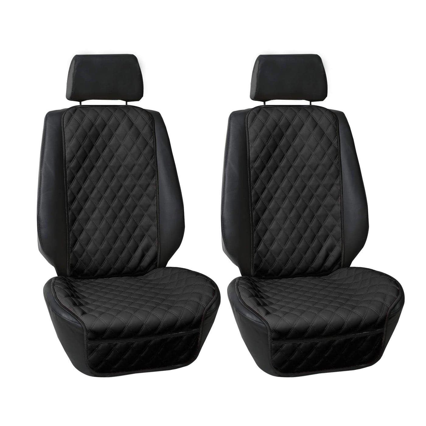 FH Group Car Seat Cover Cushion Neosupreme 2 Pack Seat Covers for Cars Trucks SUV Black Faux Leather Car Seat Cushions Waterproof Car Seat Cover Cushion Universal Fit Car Seat Protector