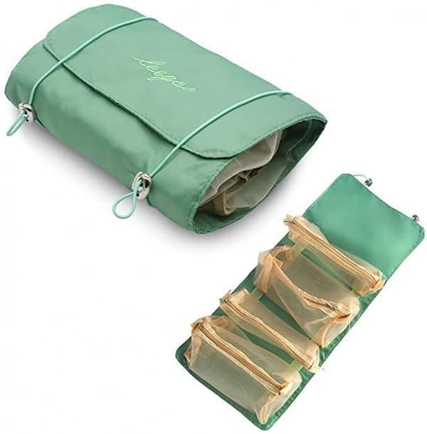 Zerolex Roll Up Makeup Bag Hanging Toiletry Bag 4 in 1 Detachable Cosmetic Bag 4 Removable Storage Bags Travel Makeup Organizer Bags for Women Men