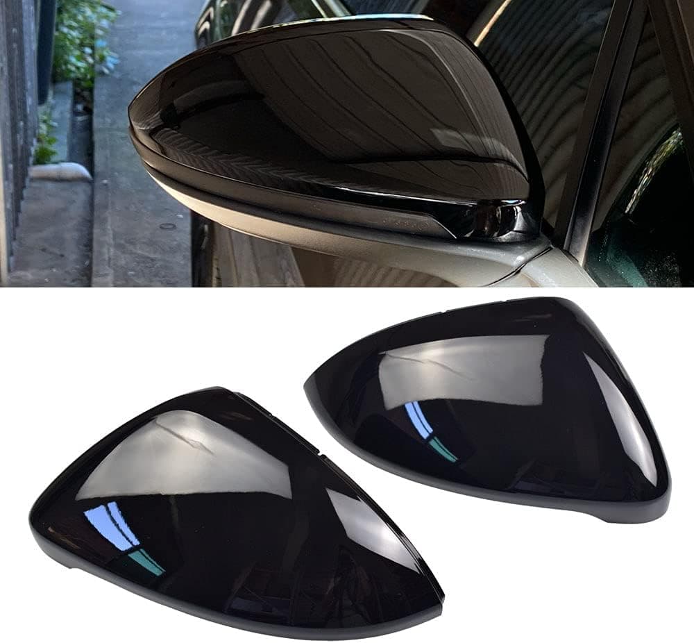 Hacreyatu 1 Pair Glossy Black Rearview Mirror Covers for VW Golf MK7 7.5 GTI R