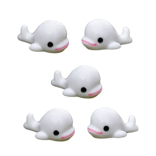 BHOOLU&GOOLU Cute Miniature White Whale - 5 Pcs Set (Size : 1.7 * 3.2 CM)