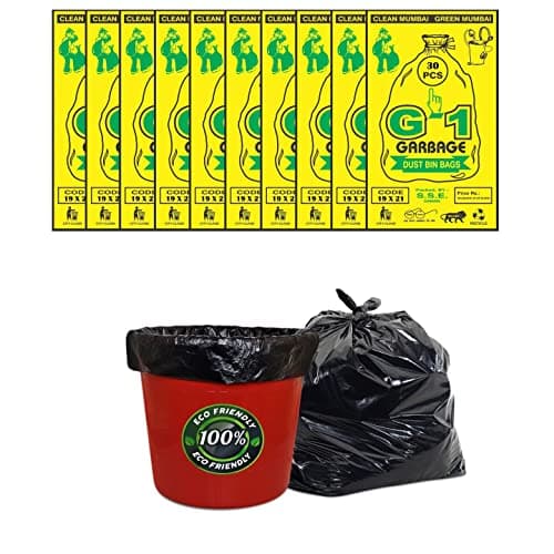 G 1 Garbage/Dustbin/Trash Bags and Covers For Home, Parks, Malls, Hotels | Medium Size Bags | Black Color | 19 x 21 Inches | 300 Pieces | Pack of 10