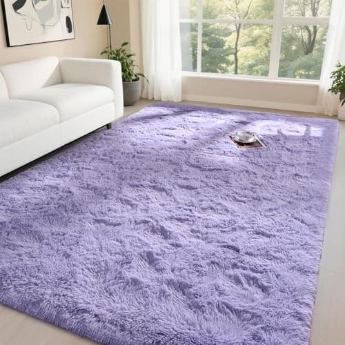 DweIke Fluffy Lavender Purple Rugs for Bedroom Living Room, 3x5 Feet Soft Plush Shaggy Light Lilac Purple Girls Boys Kids Rug, Non-Slip and Machine Washable Carpet for Dorm Nursery Classroom Decor